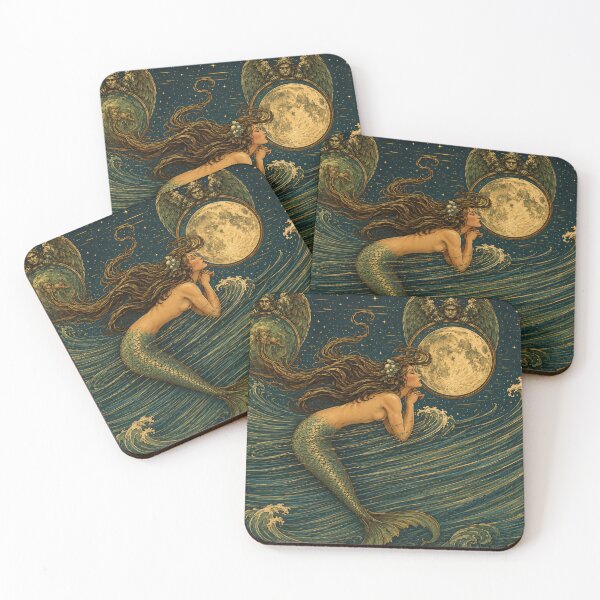 Item preview, The Little Mermaid - Mermaid Wall Art Vintage Woodcut Mythical Sea Maiden for Gothic Decor Lovers designed and sold by RickE.