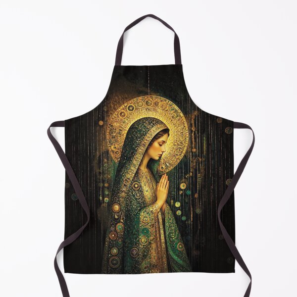 Item preview, Madonna Figure in Emerald Robe with Golden Halo designed and sold by Lucia Amaris Art.