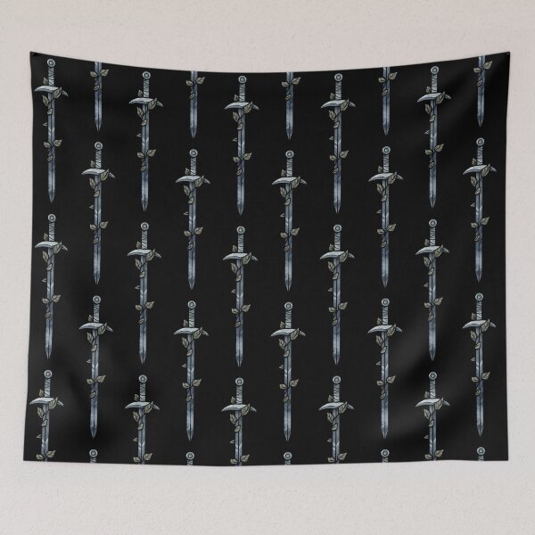 Item preview, Dark Sword with Leaves on black designed and sold by Ellen Wilberg.