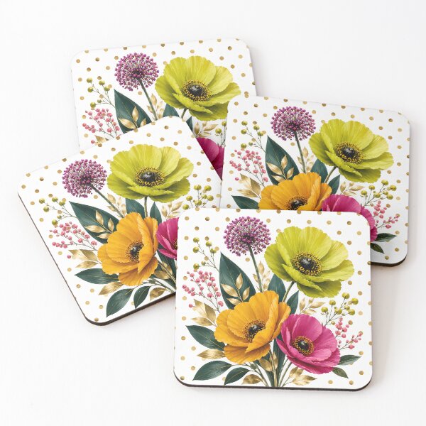 Item preview, Modern Wildflower Bouquet Wall Art | Colorful Botanical  Print with Gold Polka Dots designed and sold by Ophira Bloom.