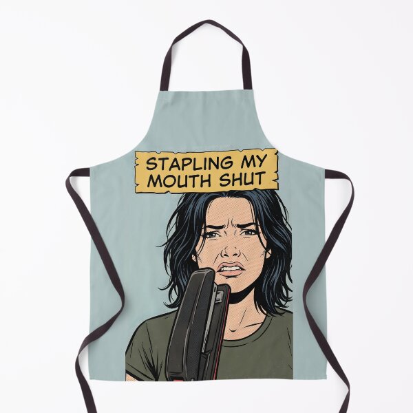 Item preview, Stapling My Mouth Shut Dark Humor Comic Poster designed and sold by DuckOddity.