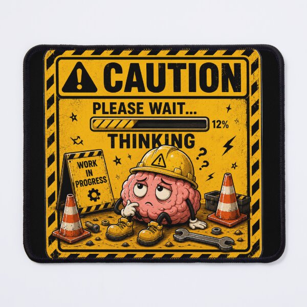 Item preview, Caution: Please Wait... Thinking | Funny Brain Loading Sticker & T-Shirt designed and sold by FuzzDrive.