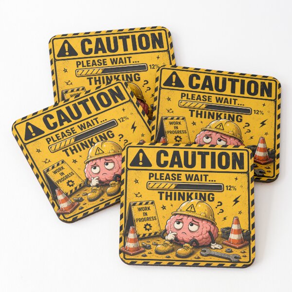 Item preview, Caution: Please Wait... Thinking | Funny Brain Loading Sticker & T-Shirt designed and sold by FuzzDrive.