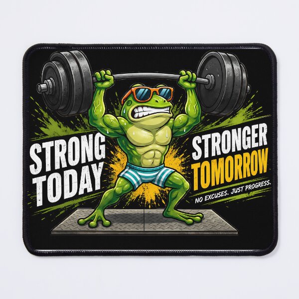 Item preview, Strong Today Stronger Tomorrow – Funny Muscle Frog Gym Motivation designed and sold by SamiOmar94.