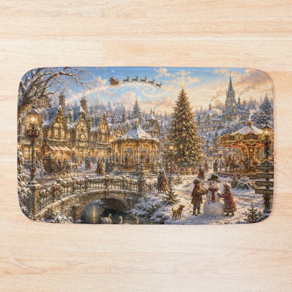 Item preview, Victorian Christmas Village | Santa's Christmas Eve Flight | Magical Holiday Puzzle & Winter Wall Art designed and sold by Edenglow Prints & Peculiars.