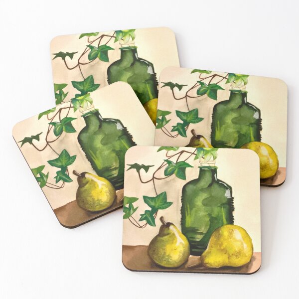 Item preview, Pears and green bottle still life  designed and sold by Mayali Artistry .