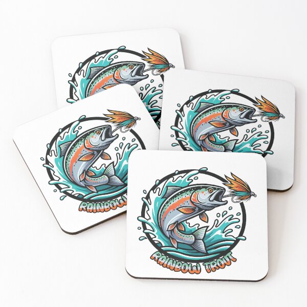 Item preview, Rainbow Trout Fisherman fishing patch graphic illustration. designed and sold by Art-Horizon.