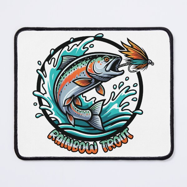 Item preview, Rainbow Trout Fisherman fishing patch graphic illustration. designed and sold by Art-Horizon.