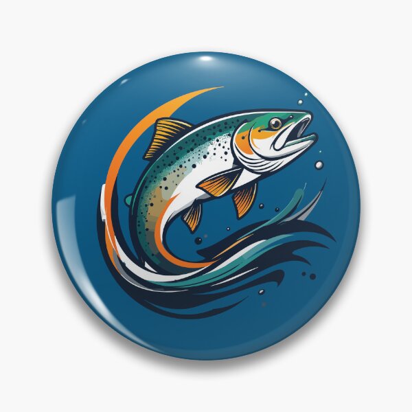 Item preview, Rainbow Trout Fisherman fishing patch graphic illustration. designed and sold by Art-Horizon.