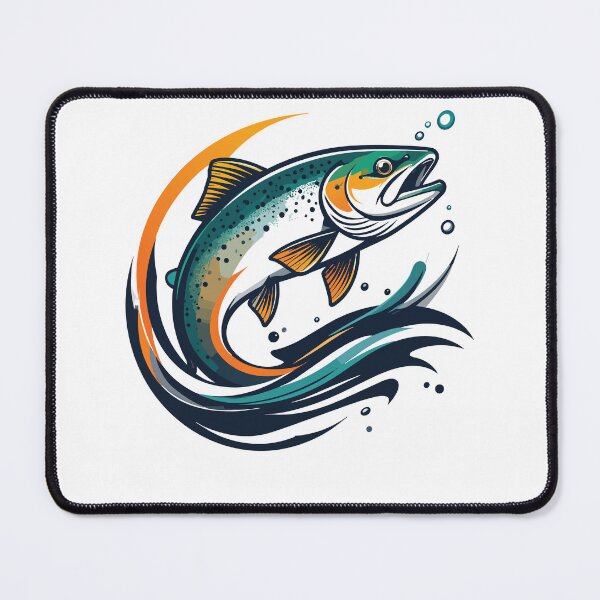 Item preview, Rainbow Trout Fisherman fishing patch graphic illustration. designed and sold by Art-Horizon.