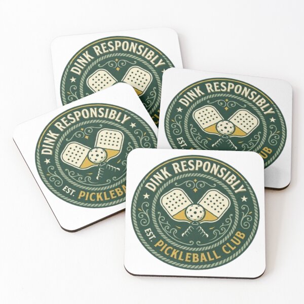 Item preview, Dink Responsibly Funny Vintage Pickleball Paddle Beer Badge Gift T-Shirt Sticker designed and sold by zdzdesigner.
