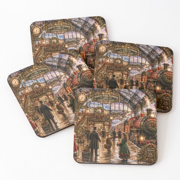 Item preview, North Pole Express | Magical Christmas Train Station | Holiday Puzzle & Winter Wall Art designed and sold by Edenglow Prints & Peculiars.