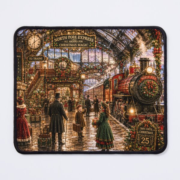 Item preview, North Pole Express | Magical Christmas Train Station | Holiday Puzzle & Winter Wall Art designed and sold by Edenglow Prints & Peculiars.