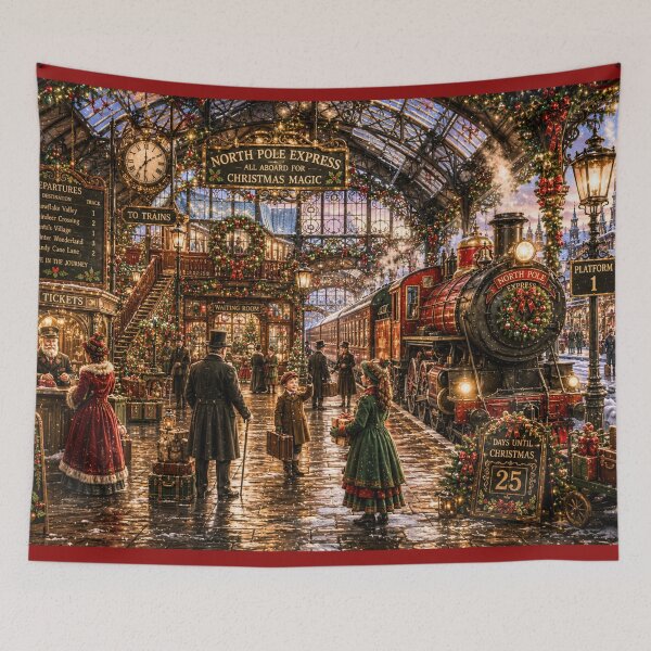 Item preview, North Pole Express | Magical Christmas Train Station | Holiday Puzzle & Winter Wall Art designed and sold by Edenglow Prints & Peculiars.