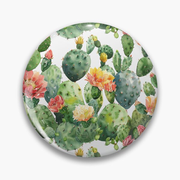 Item preview, Watercolor Blooming Prickly Pear Cactus Seamless Pattern designed and sold by NTGUILTY.