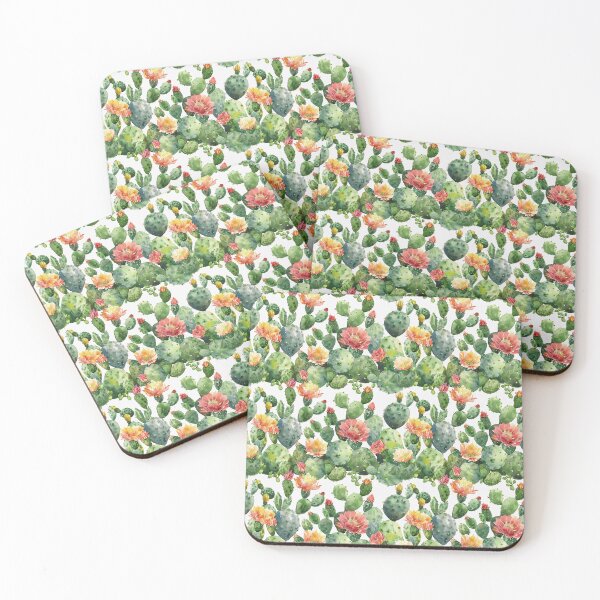 Item preview, Watercolor Blooming Prickly Pear Cactus Seamless Pattern designed and sold by NTGUILTY.