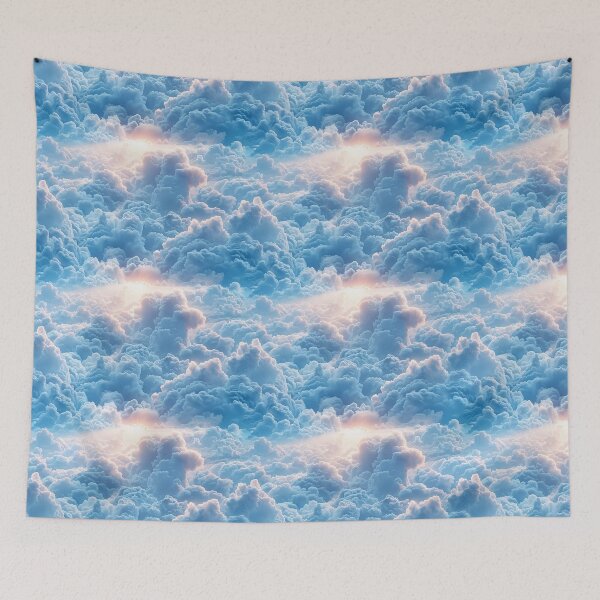 Item preview, Heavenly Sunlit Fluffy Blue Clouds Seamless Pattern designed and sold by NTGUILTY.