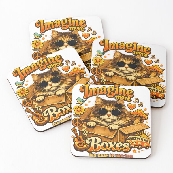 Item preview, Hippie Cat In Box– Imagine More Boxes designed and sold by Nacho Average Designs.