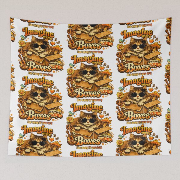 Item preview, Hippie Cat In Box– Imagine More Boxes designed and sold by Nacho Average Designs.