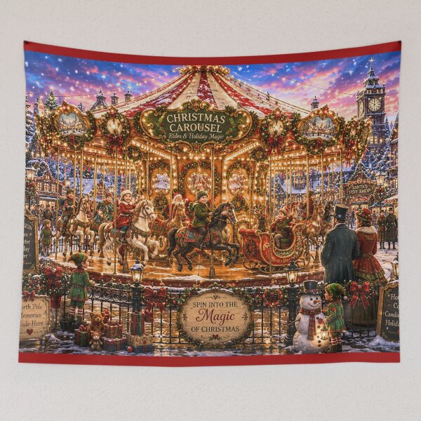 Item preview, Christmas Carousel | Magical North Pole Merry-Go-Round | Holiday Puzzle & Winter Wall Art designed and sold by Edenglow Prints & Peculiars.
