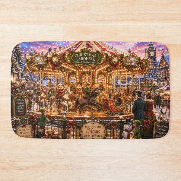 Item preview, Christmas Carousel | Magical North Pole Merry-Go-Round | Holiday Puzzle & Winter Wall Art designed and sold by Edenglow Prints & Peculiars.