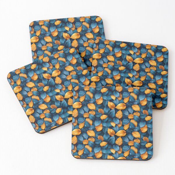 Item preview, Vibrant Teal and Amber Leaves Seamless Pattern designed and sold by NTGUILTY.