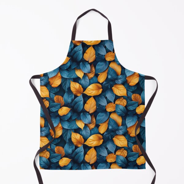 Item preview, Vibrant Teal and Amber Leaves Seamless Pattern designed and sold by NTGUILTY.