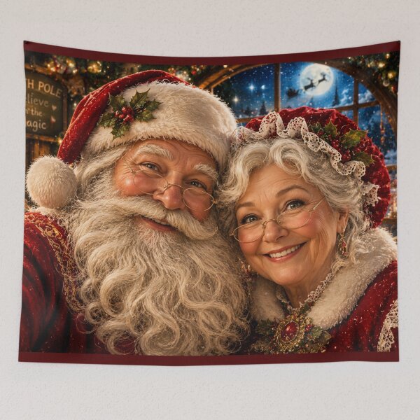 Item preview, Santa & Mrs. Claus Christmas Portrait | Cozy North Pole Holiday Art | Festive Puzzle & Wall Decor designed and sold by Edenglow Prints & Peculiars.