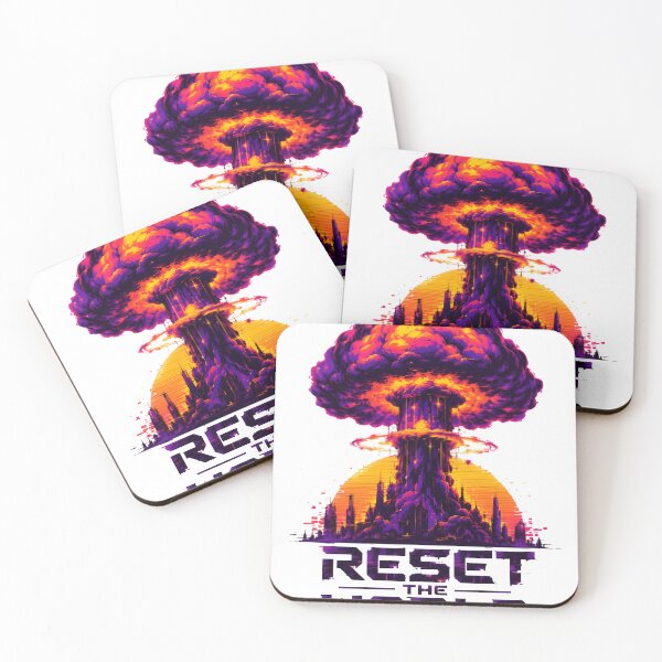 Aperçu de l'œuvre T-shirt graphique Reset The World Synthwave Explosion Nucléaire créée et vendue par ColonelOkten.