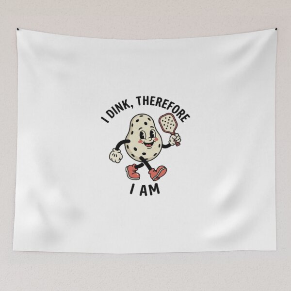 Item preview, I Dink Therefore I Am Funny Vintage Cartoon Pickleball Mascot Sticker T-Shirt designed and sold by zdzdesigner.