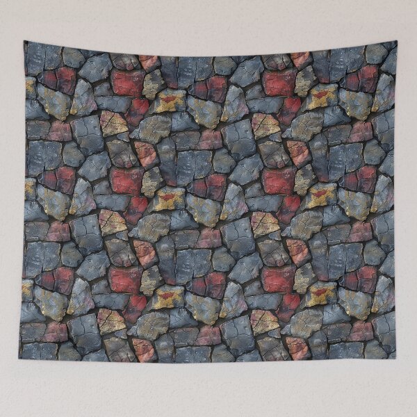 Item preview, Rustic Cracked Flagstone Wall Seamless Pattern designed and sold by NTGUILTY.