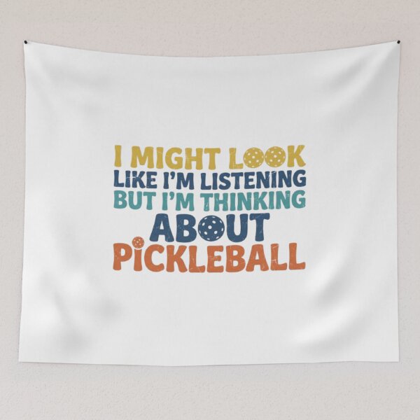 Item preview, I Might Look Like Im Listening But Im Thinking About Pickleball Funny Quote T-Shirt Mug designed and sold by zdzdesigner.