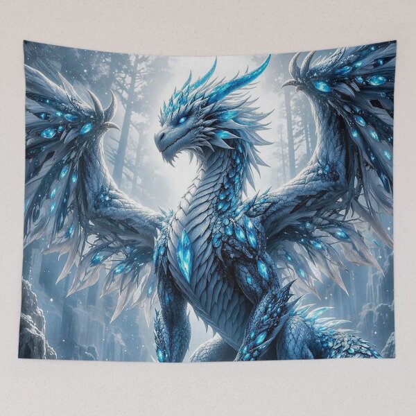 Item preview, Ice Crystal Dragon – Frozen Fantasy Dragon Design designed and sold by DrakariArt.