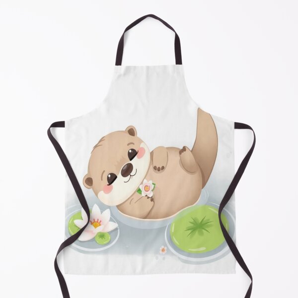 Item preview, Cute Kawaii Baby Otter Floating with Water Lily Flower designed and sold by Moonlight Studio.