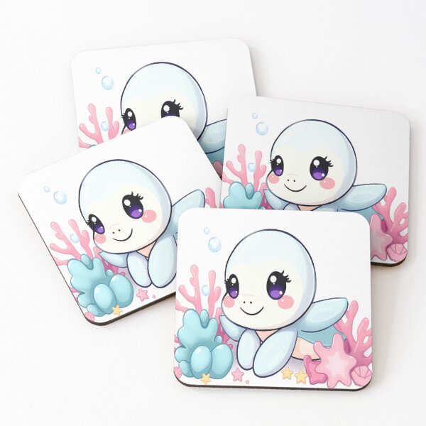Item preview, Cute Baby Sea Turtle with Coral and Seashells Kawaii Ocean Friend designed and sold by Moonlight Studio.