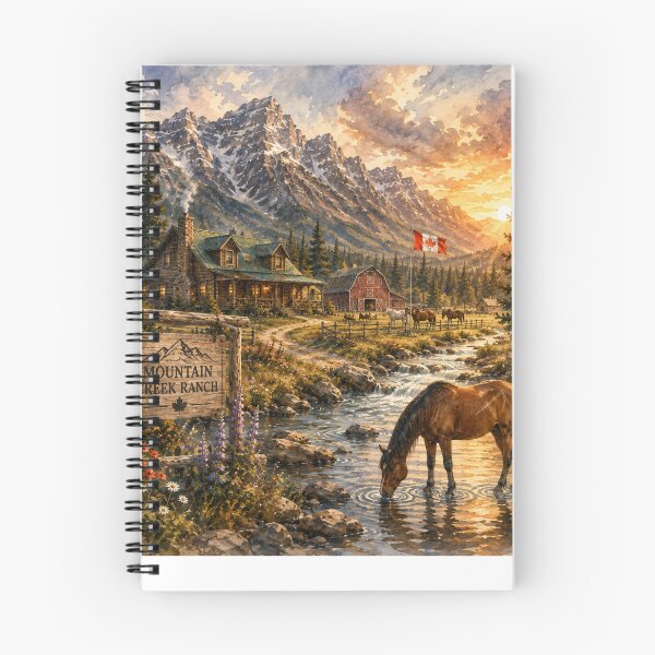 Artikelvorschau, Mountain Creek Ranch, kanadische Aquarelllandschaft entworfen und verkauft von SHOCAMPOS DESIGNS .