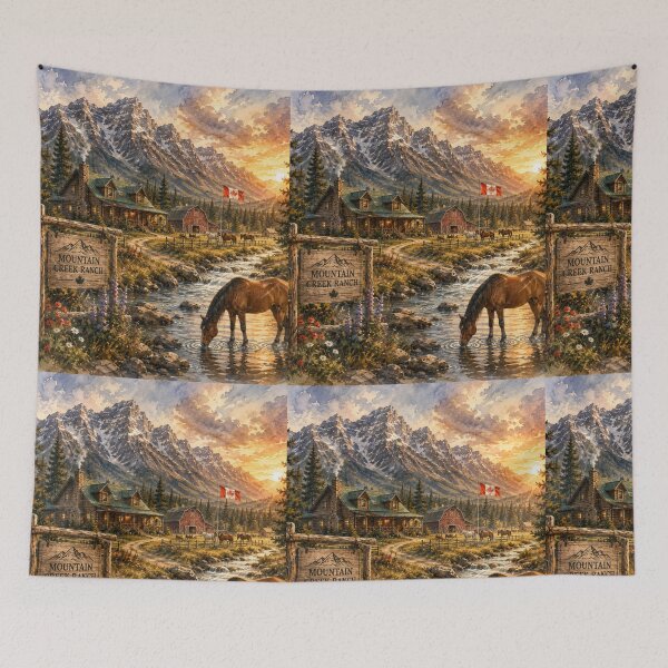 Item preview, Mountain Creek Ranch Canadian Watercolor Landscape designed and sold by SHOCAMPOS DESIGNS .