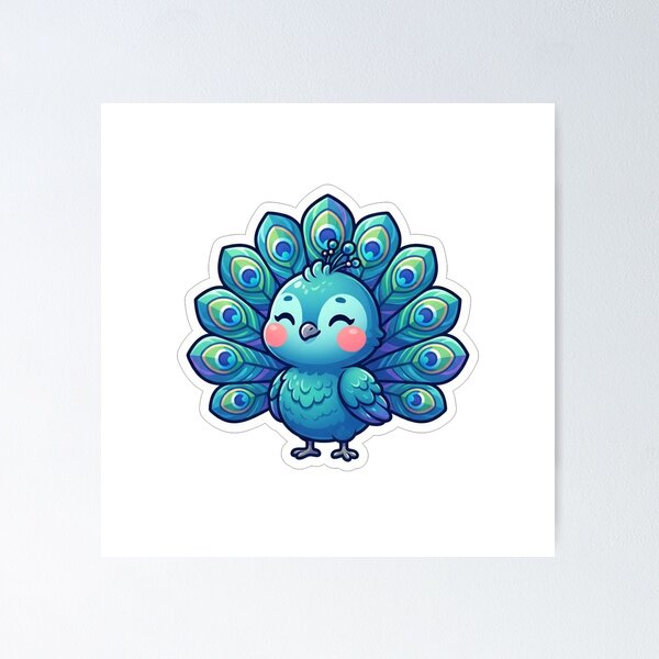 Item preview, Cute Little Blue Peacock Bird Illustration designed and sold by Owcomm.