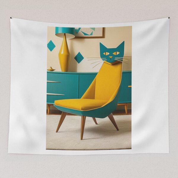 Item preview, Design - Modern Feline Armchair, Colorful Mid-century Aesthetic designed and sold by World-Pets.