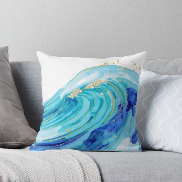 Item preview, Provence Waves of the Mediterranean - Luxury Blue Gold Watercolor designed and sold by Natalia-Vlad.
