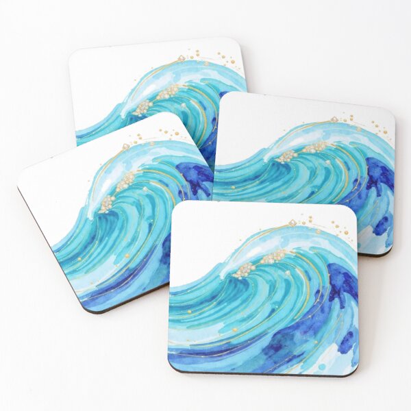 Item preview, Provence Waves of the Mediterranean - Luxury Blue Gold Watercolor designed and sold by Natalia-Vlad.