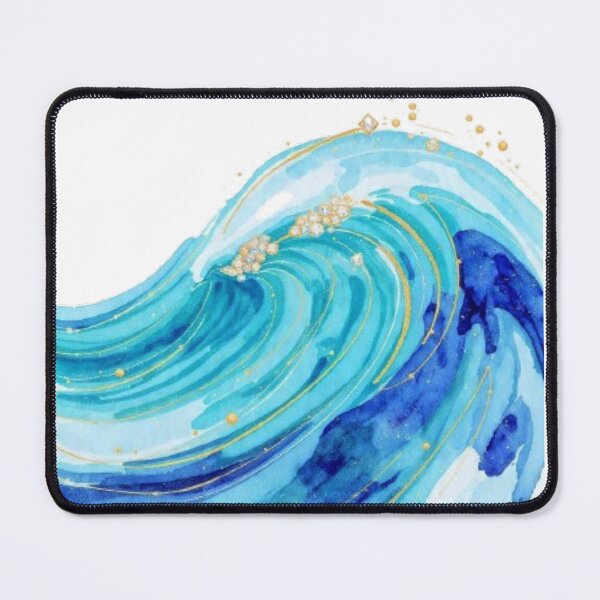 Item preview, Provence Waves of the Mediterranean - Luxury Blue Gold Watercolor designed and sold by Natalia-Vlad.