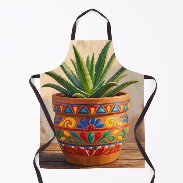 Item preview, Mexican Style Pot with Aloe Plant designed and sold by TinCatOutPost.