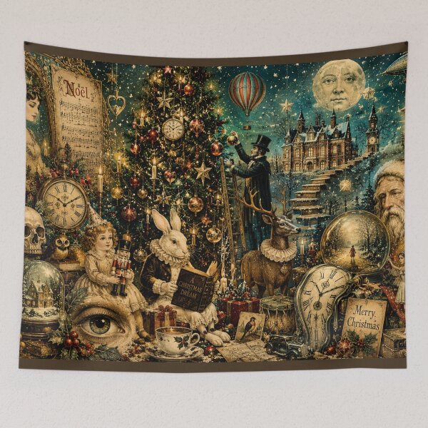 Item preview, Surreal Christmas Dreamscape | Vintage Holiday Fantasy Collage | Whimsical Christmas Puzzle & Wall Art designed and sold by Edenglow Prints & Peculiars.