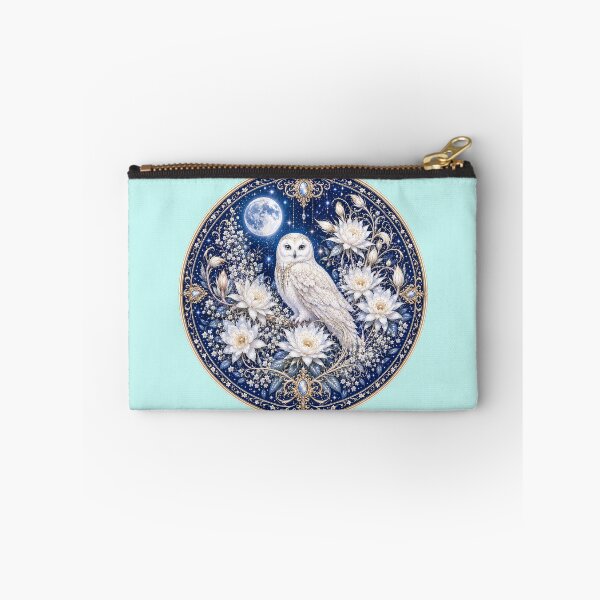 Item preview, Moonlit Snowy Owl – White Moon Flower Fantasy Mandala designed and sold by sunbowjp stadio.