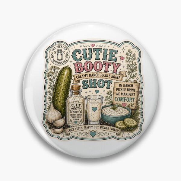 Item preview, Cutie Booty Shot - Ranch Pickle Label - Emotional Support Pickles Funny Vintage Pickle Sticker designed and sold by Imagine Ink Design Studio.