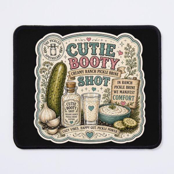 Item preview, Cutie Booty Shot - Ranch Pickle Label - Emotional Support Pickles Funny Vintage Pickle Sticker designed and sold by Imagine Ink Design Studio.