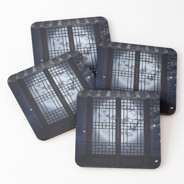 Item preview, Moonlight Through Korean Traditional Lattice Window & Spring Cherry Blossoms - Serene Night Aesthetic designed and sold by SOOstudio73.