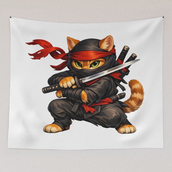 Item preview, Orange Ninja Cat Premium Illustration designed and sold by builtforyou.