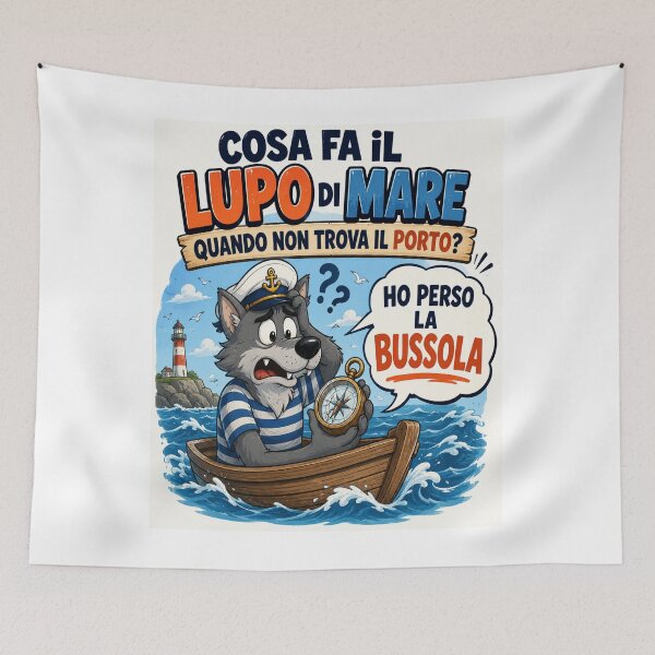 Item preview, Funny Sea Wolf – Lost Compass Cartoon Joke designed and sold by RipantinaFantasy .